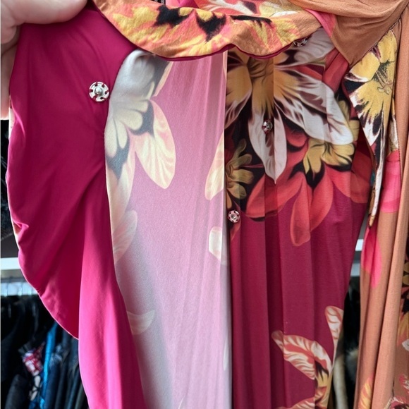 PatBo- Multicolored Floral Jersey Carmen halter Midi Wrap Dress - Picture 6 of 6